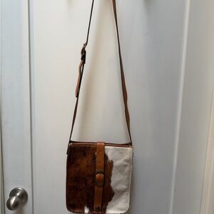 Patricia Nash Brown Western Cowhide Leather Messenger Bag